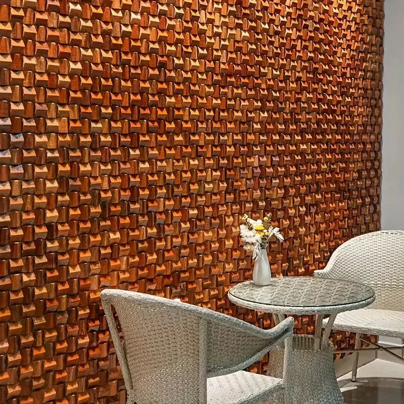 Pannello Mosaico 3D in Legno Massello Premium ✅(30 x 30 cm)
