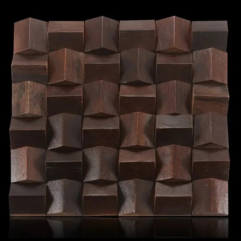 Pannello Mosaico 3D in Legno Massello Premium ✅(30 x 30 cm)