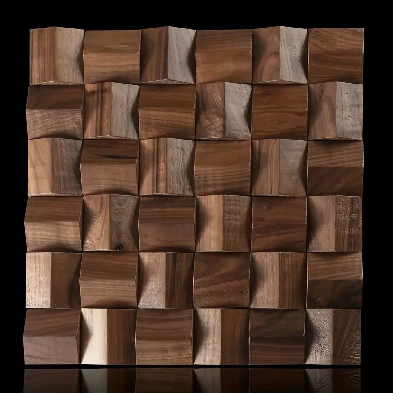 Pannello Mosaico 3D in Legno Massello Premium ✅(30 x 30 cm)