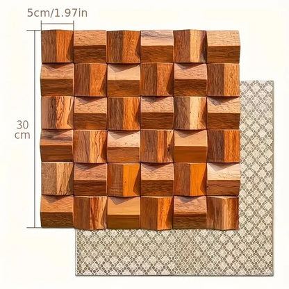 Pannello Mosaico 3D in Legno Massello Premium ✅(30 x 30 cm)