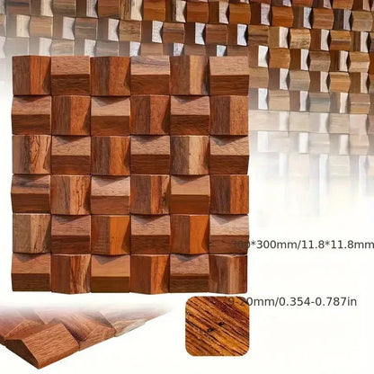 Pannello Mosaico 3D in Legno Massello Premium ✅(30 x 30 cm)