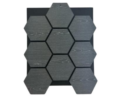 Confezione da 4 pannelli esagonali acustici in legno da parete 700 mm x 570 mm Grigio scuro