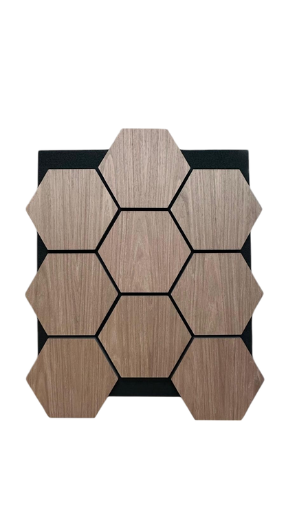 Confezione da 4 pannelli acustici esagonali in legno 700mm x 570mm Rovere chiaro